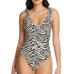 Sanctuary one piece bathing suit XL . NWT Black and tan animal print